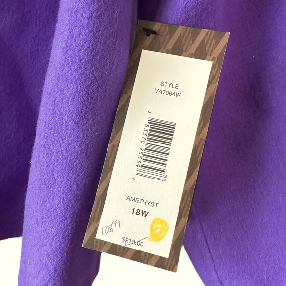 Victor Alfaro Designer Purple Wool Sweater Cardigan Drape Coat Jacket Shaw 18W - Picture 9 of 11